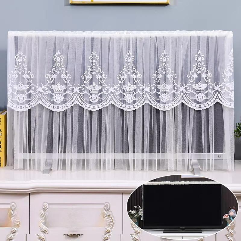 1pcs European Style Lace TV Cover Brand Universal Liquid Crystal TV Cover Cloth Anti Dust and Sun Protection Home Decoration Fabric Easy To Clean
