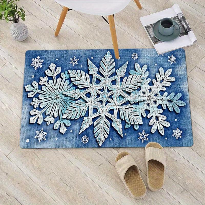 1Pcs Anti Fatigue Kitchen Rugs, Snowflake Print Waterproof Non-Slip Thick Cushioned Kitchen Mat Heavy Duty Comfort Standing Mat for Kitchen