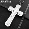 Punk Large Cross Pendant Necklace for Women Men Stainless Steel Silver Color Hip Hop Biker Chain Faith Jewelry Collar Con Cruz
