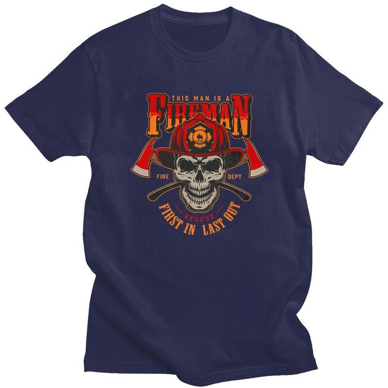 

Custom Fashion Fireman Hero Firefighter T Shirt Men ShortSleeve Tshirts Casual Tee Pure Cotton Oversized Tshirts Gift 4XL
