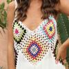 Women's Hand-Crocheted Flower Patchwork Sleeveless Beach Cover-up Dress