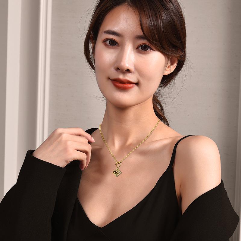 High-End Titanium Steel Geometric Pendant Necklace for Women