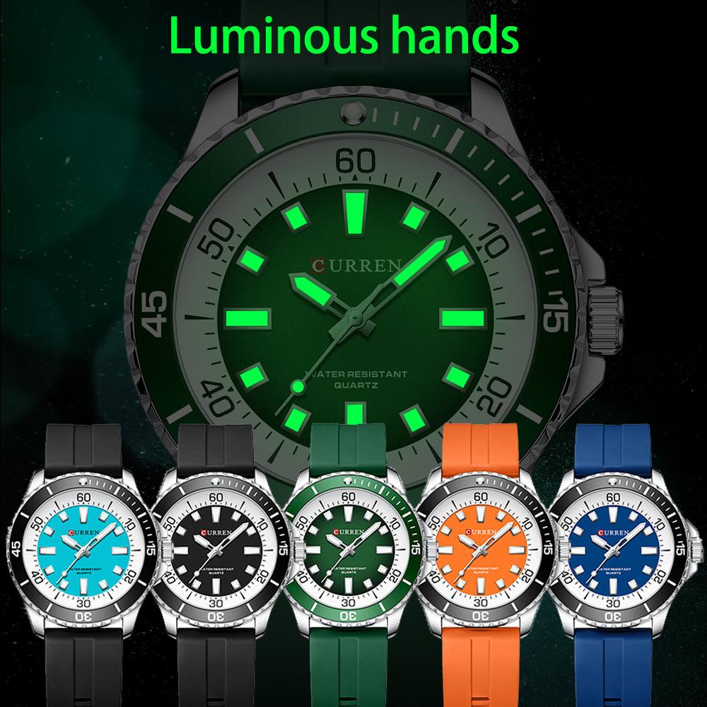 CURREN Brand 44MM Large Dial Male quartz Wristwatch Sport Waterproof Simple Men's Watch With Luminous Hands