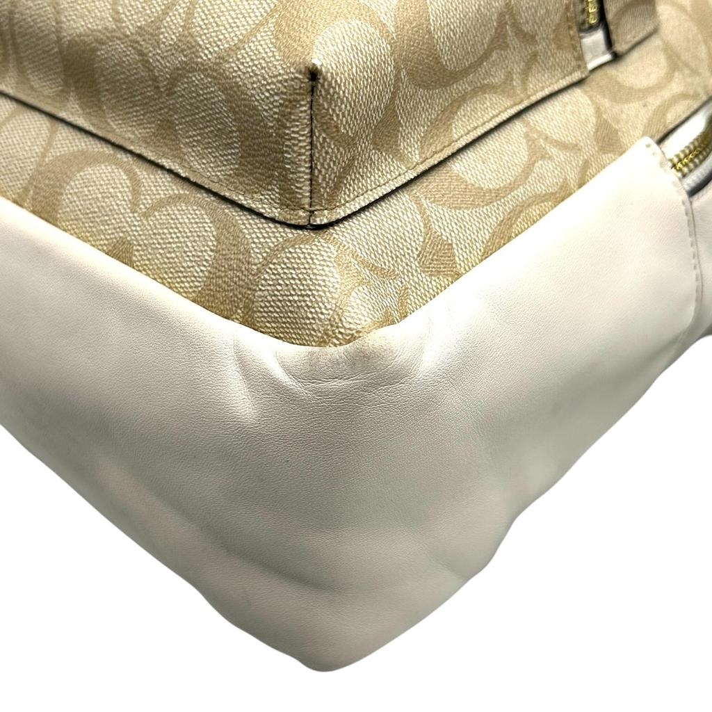 Used COACH Backpack Â· Daypack Signature Medium CharlieBackpack Â· Daypack Beige/white PVC/leather Women