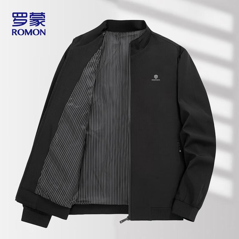 

ROMON Men s Solid Stand Collar Business Casual Jacket M