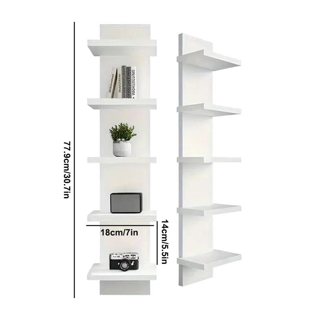 Libreria da Parete a 5 Piani Mensole Galleggianti Scaffale in Legno Decorazione per Bagno Scaffale Portaoggetti Spesso da Parete Organizzatore per Cucina