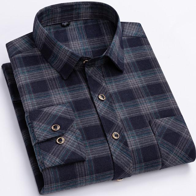 

2026 New Men s Plaid Shirts Long Sleeve Checked Shirt Formal Fashion Thin Soft Classic Basic Casual Male Clothing 3XL 4XL 44