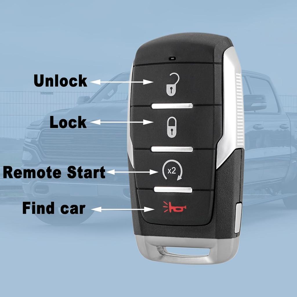 4-Button Smart Key Fob For Dodge Ram 1500 (-2024), 433MHz, FCC ID: OHT-4882056, P/N: 68442907 68291689