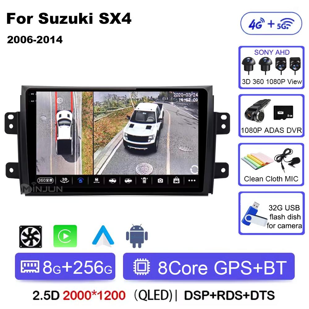 Android 14 Car Radio For Suzuki SX4 2006  2007 2008 2009 2010 - 2014 Qualcomm Wireless Carplay Auto Multimedia Player Navigation