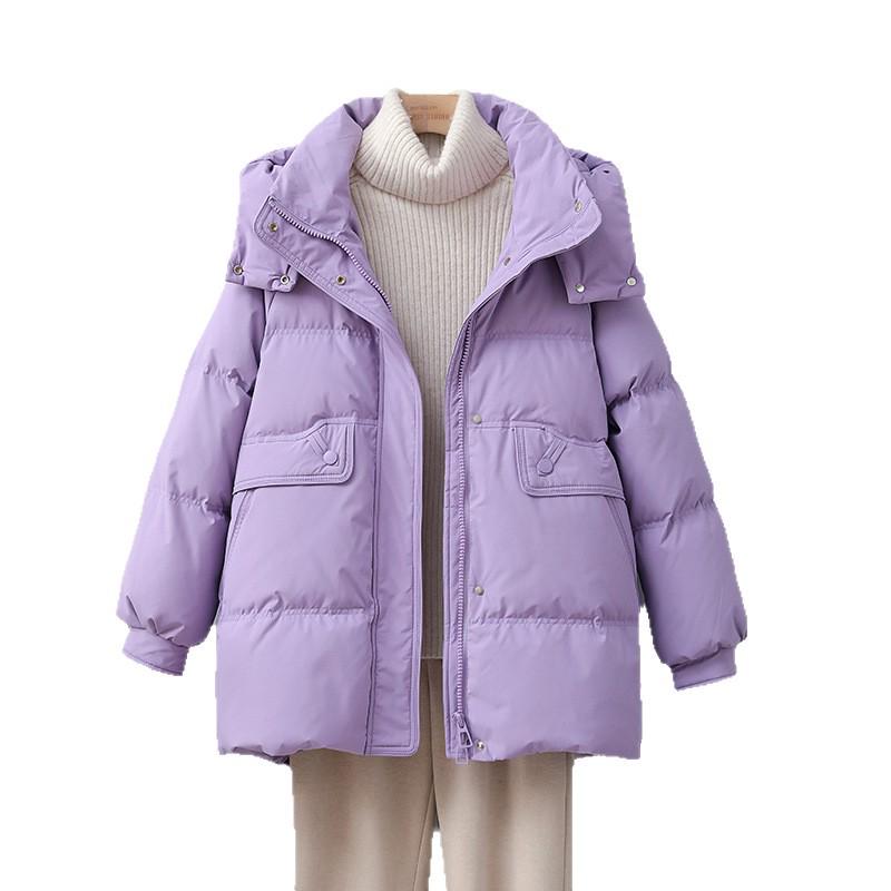 Women's 2025 Mid-Length White Duck Down Jacket - Trendy, Slimming, Thick Winter Coat with Auspicious Cloud Design