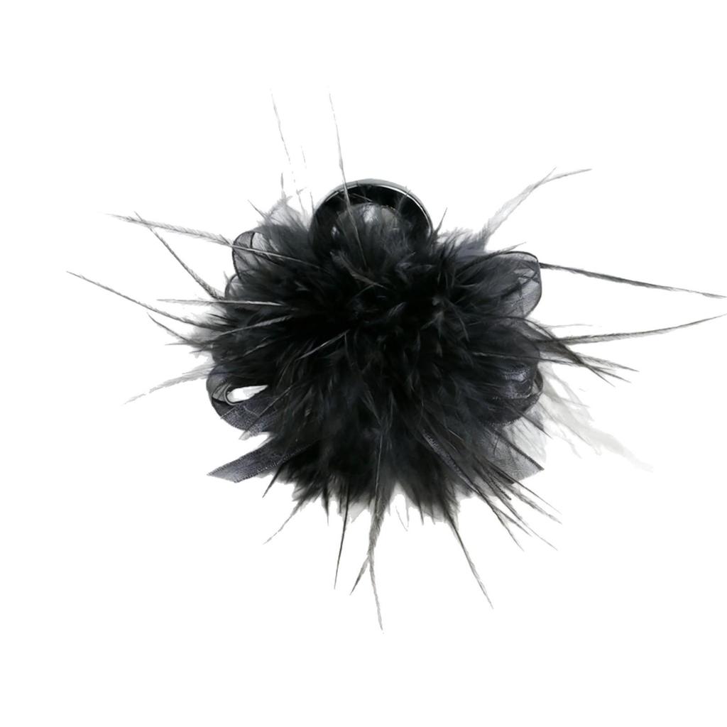 Extra Long Ostrich Feather Claw Clip: Fluffy Bow Hair Accessory