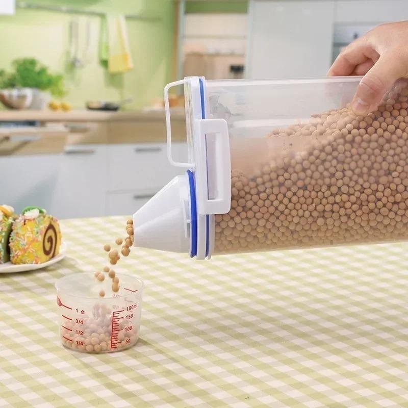 New Plastic Cereal Dispenser Storages Boxs Kitchen Food Grain Rice Container Nice Kitchen Rice Storage Box Flour Grain Storages