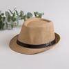 Custom Logo Silk Screen Printed Flax Fedora Hat Unisex Adjustable British Vintage Jazz Cap Beach Travel Sun Hat OEM