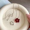 Sweet Acrylic Red Double-Layer Flower Pendant Necklaces for Women Girls Fashion Exquisite Hollow Flower Necklaces Jewelry Gifts