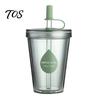 Portable Travel Tumbler with Dual Ports Drinking Straw Cup, Leak-proof PC Water Bottle, Durable Plastic Cup Anti-fall for Students And Office Use Back