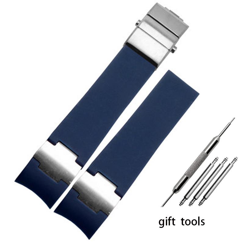 Rubber wristwatch strap silicone wristwatch strap with Ulysse Nardin blue black brown 25 * 12mm  men  tools watchband 22-20mm