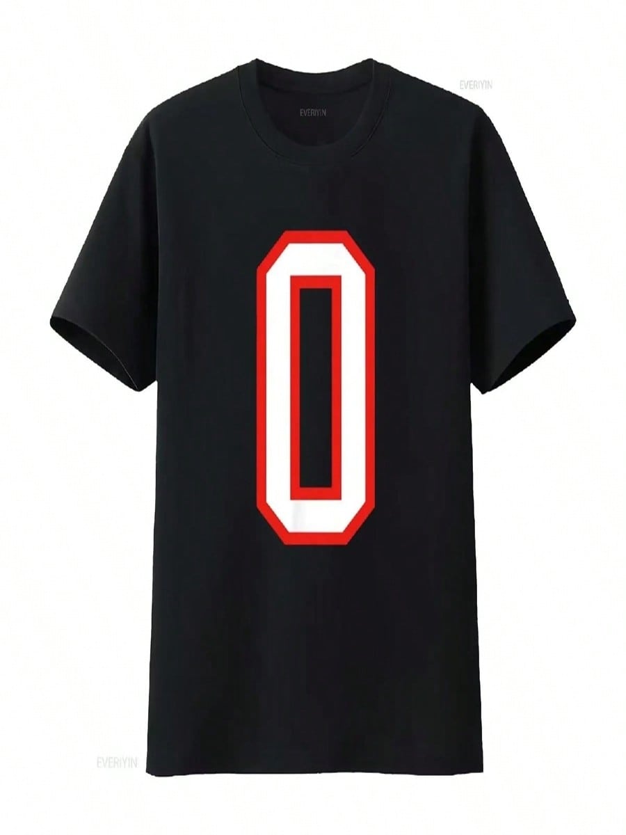 Number 0 White Red Sports Jersey Birthday Lucky T Shirt Vintage Washed Unisex Breathable Soft Comfortable Fashion S разноцветный