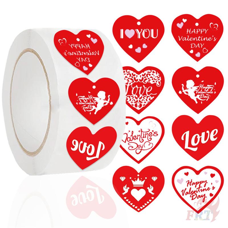 500Pcs/Roll Happy Valentine's Day. Red Hearts Kids Rewards Stickers - DIY Scrapbooks Album Decor Sealing Label Decals