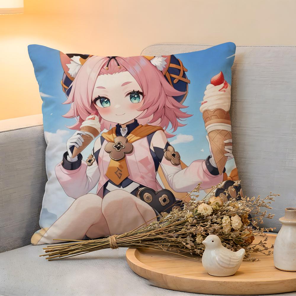 Cushion Cover Linen SkinFriendly Soft Decorative Case For Sofa Home Decor Hot Game Genshin Impact Pillow cover