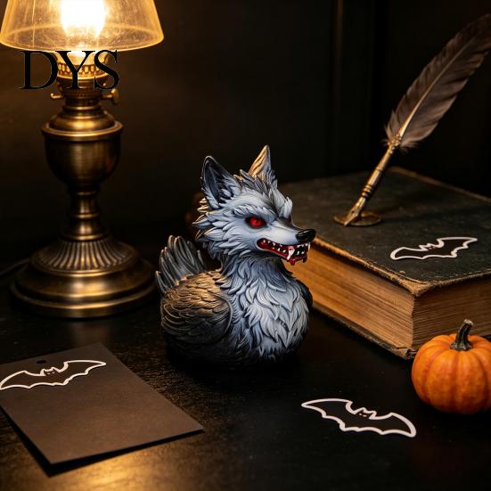Board Game Scene Decoration 3D Printed Wolf Duck Collectible Figurine, Halloween Striking Wildlife Desk Decor, Dark Style Resin Desktop Decor