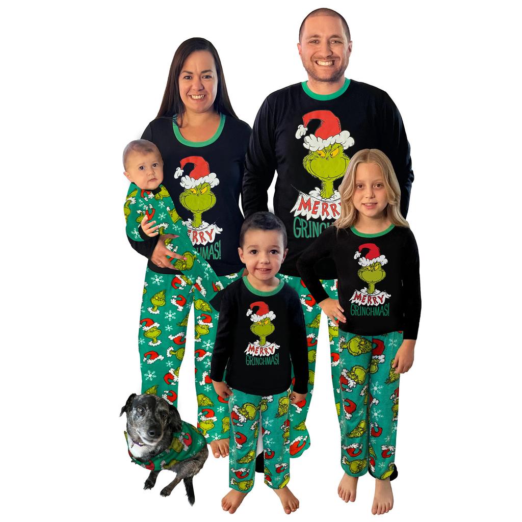 Christmas Family Matching Pajamas Set, Mother Child Baby Cartoon Print Pajamas Home Clothes Set