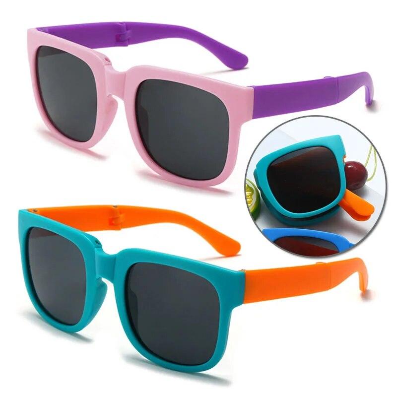 Children Foldable Portable Square Sunglasses for Kids Vintage Sports UV400 Shades Glasses Boys Girls Baby Summer Outdoor Eyewear