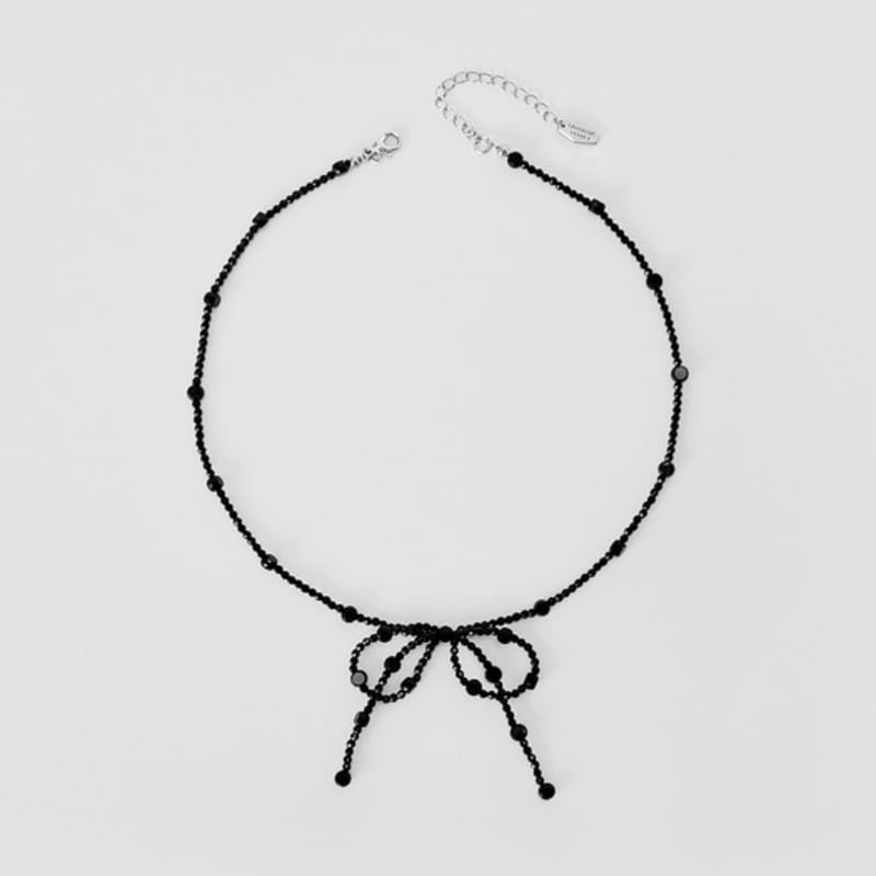 FANTASTIC PLANET Ribbon Beads Necklace (BLACK)