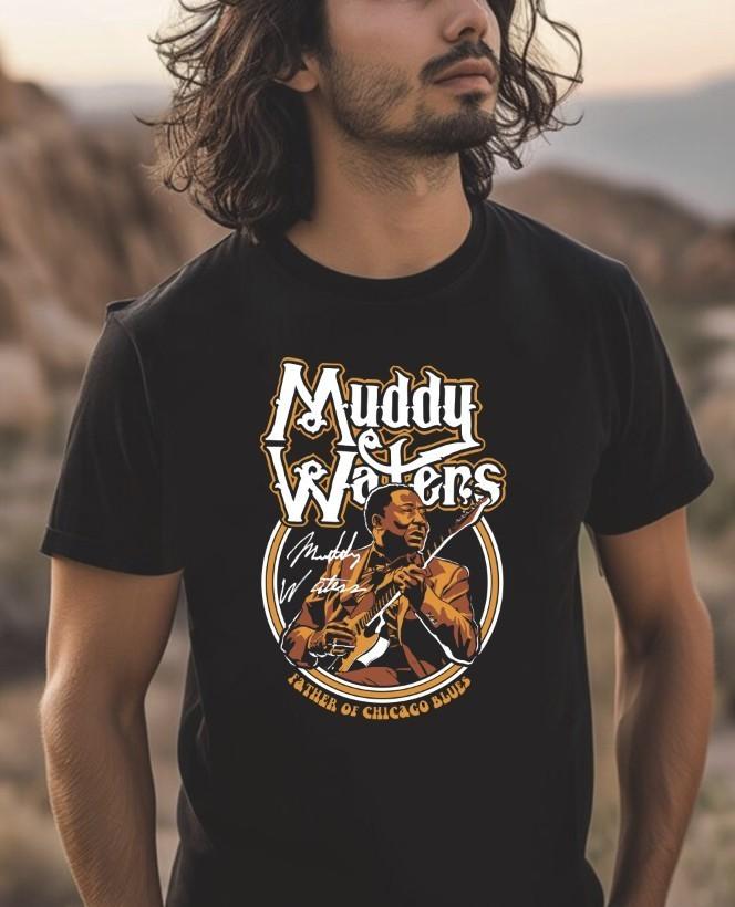 Muddy Waters Signature Guitar Black T-shirt, S-5XL Unisex T-Shirt XL