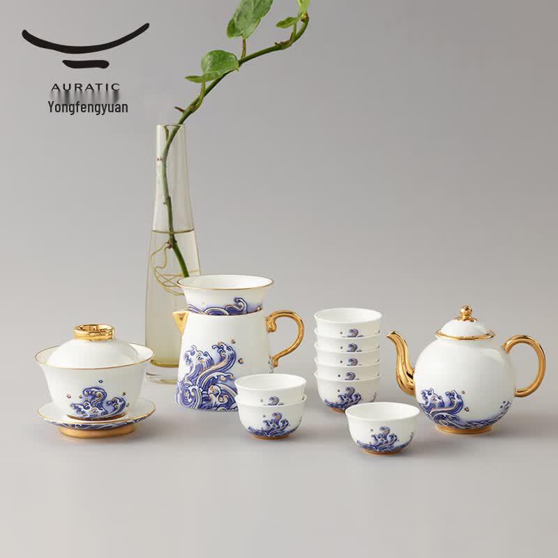 Auratic Ocean Pearl 15-Piece Ceramic Tea Set