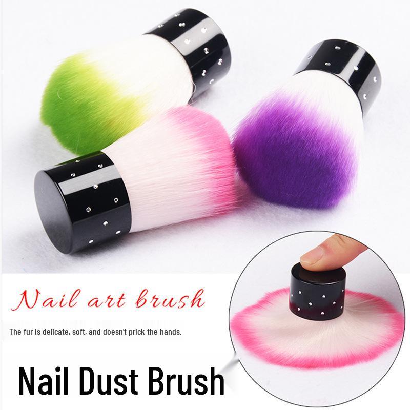 Brosse à poussière pour ongles à manche long et poils doux pour polissage et nettoyage