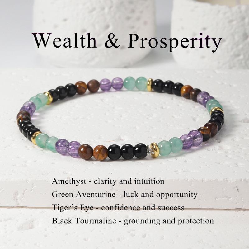 Multi-Gemstone Chakra Bead Bracelet – Gold Accent Dainty Jewelry, Balance Calm Gift for Men & Women