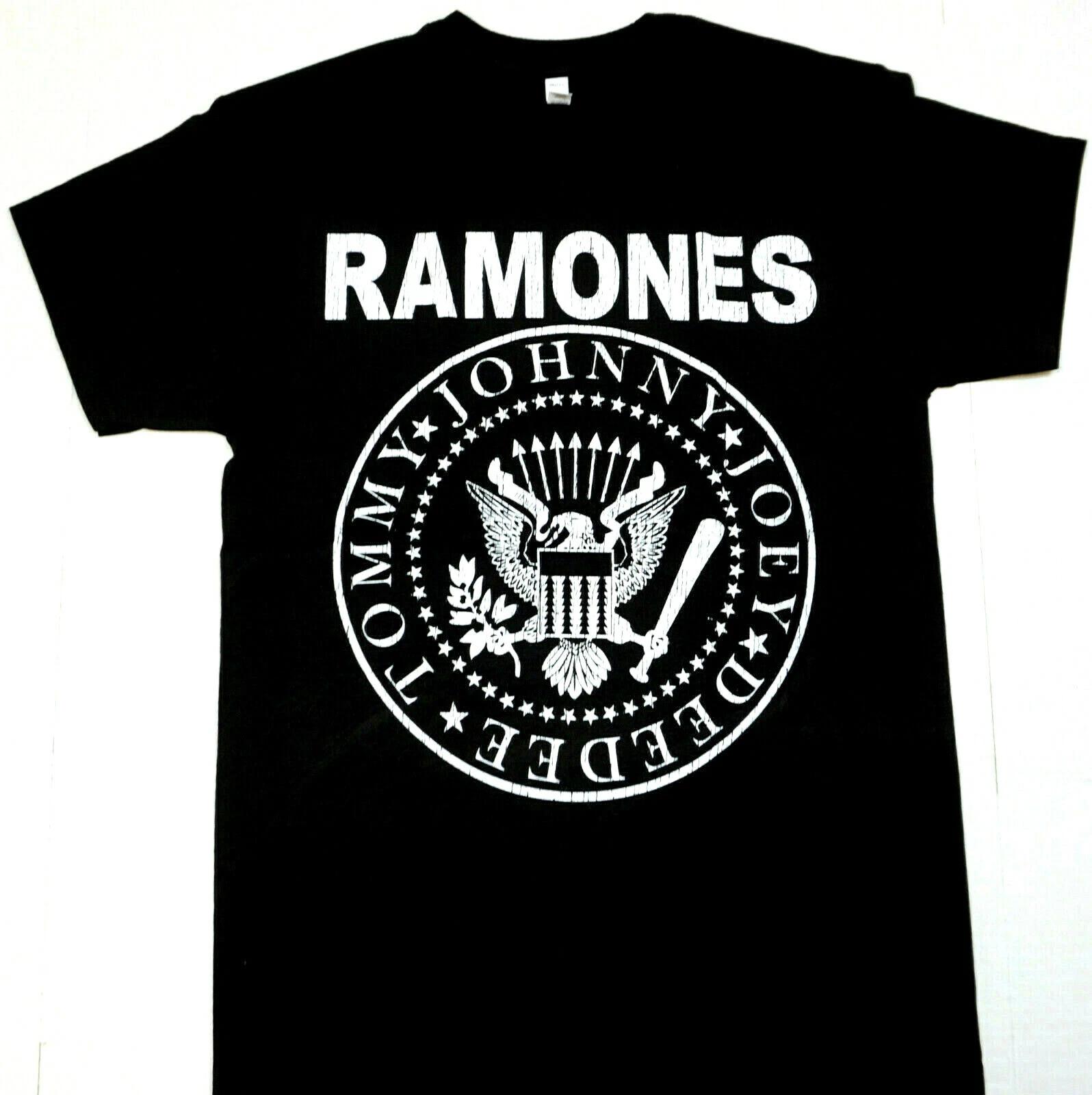 

RAMONES T-shirt Distressed Punk Rock Tee Men s Black 100% Cotton New M