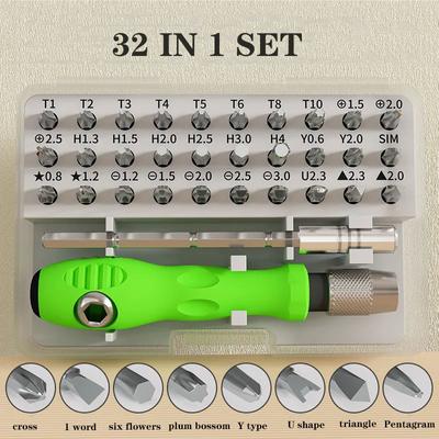 Conjunto de chaves de fenda 32 em 1, ferramentas de desmontagem doméstica, ferramentas de reparo para computadores, celulares, óculos, relógios, etc.