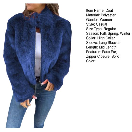 Zimní Dámská bunda Umělá liščí kožešina Vysoký límec Útulná bunda Zapínání na zip Jednobarevné Chladné počasí Celebrity Outdoorové svrchní oděvy