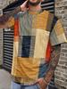 Casual Men T-Shirt 3D Abstract Geometric Block Patchwork Pattern Print Creative Short Sleeve Round Neck Summer Streetwear Loose Tee Male Clothing