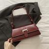 French Chic Faux Leather Baguette Bag Trendy Shoulder Armpit Crossbody Purse