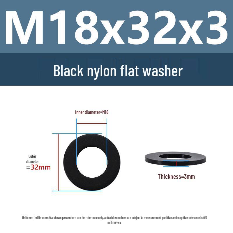 Yigu High-Temperature Insulated Black Nylon Flat Washer (M2, M3, M10, M16, M24)