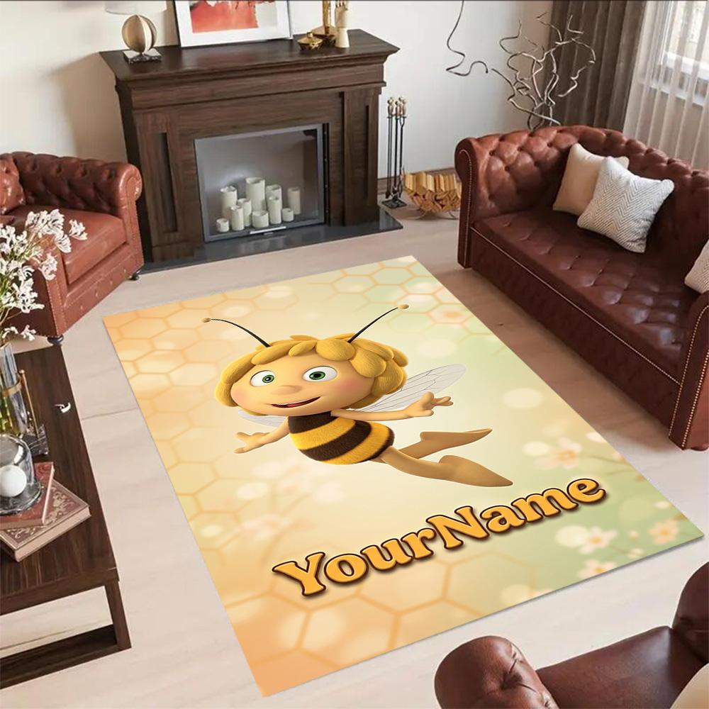 Biene Maja Customize Text Floor Mat Design for Hallway Kitchen Study room Outdoor Antislip Carpet Anime Office Decor Best for Christmas