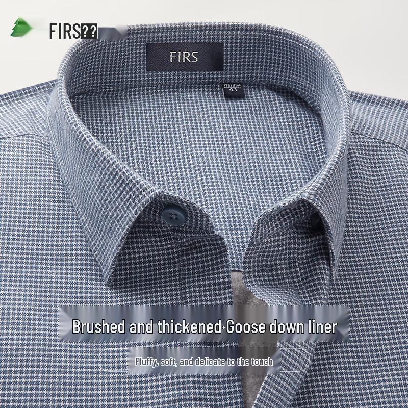 Shanshan Men s Houndstooth Goose Down Lined Long-Sleeve Shirt 41