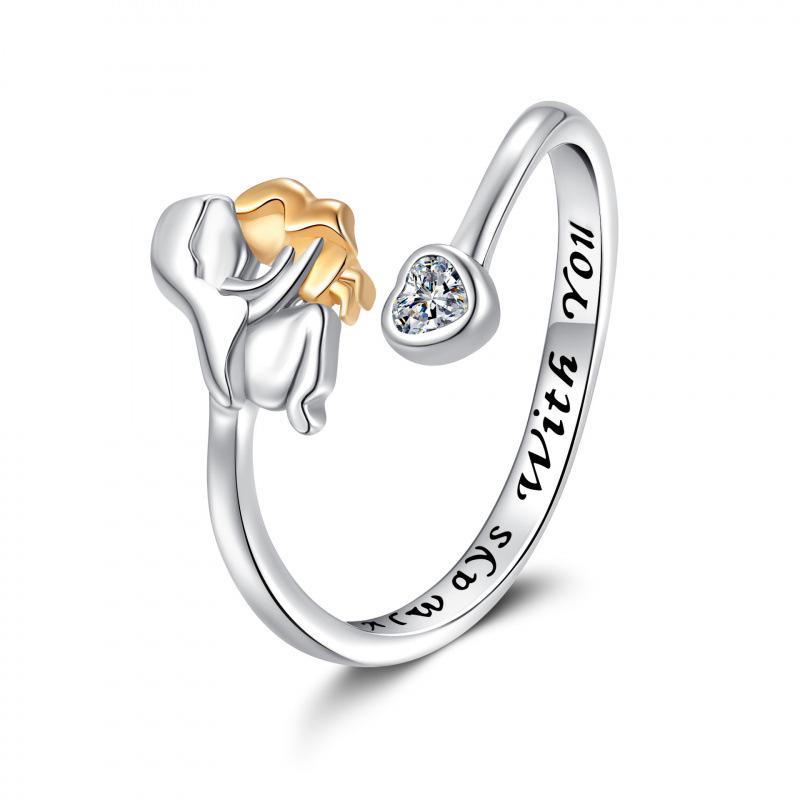 New Fashion Mother-Daughter Hugging Open Ring - Engraved Heart Jewelry for Mother's Day
