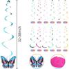 36 Pcs Butterfly Party Decoration Hanging Swirl Streamer Hanging Ceiling Large Paper Butterfly Decoration for Spring Summer Wedding Home Garden Girl