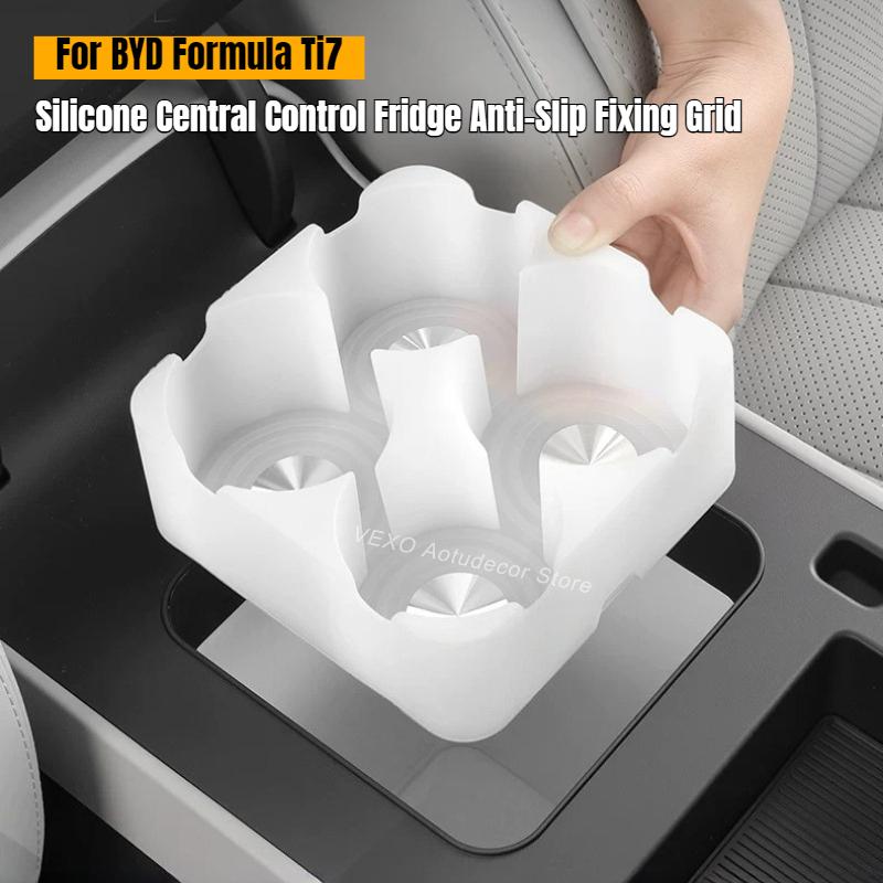 For BYD Formula Ti7 Silicone Central Control Refrigerator Beverage Fixing Case Fridge Anti-Slip Cup Holder Wireless Charging Pad