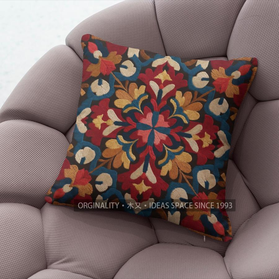Bohemian Vintage Floral Print Throw Pillow Covers Pattern Cushion Cover Suitable For Sofa Bedroom Car Pillow Cover