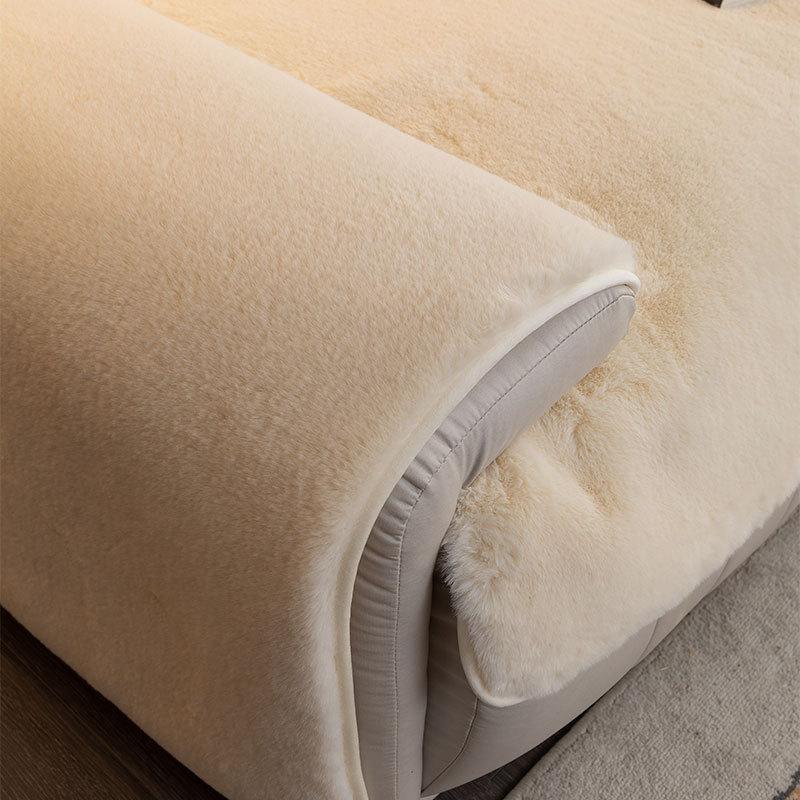 High-End Entry Lux Mink Fur Thickened Fleece Sofa Cushion Winter Sofa Cover Full Covered Cloth