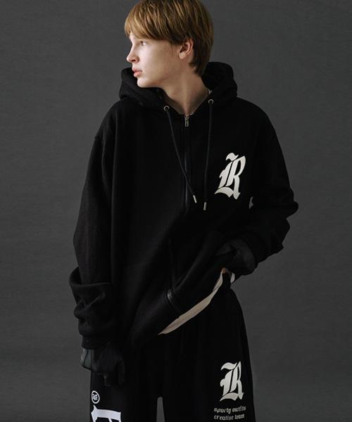 Randomoff 909R Sporty Zip-Up Hoodie [Black]
