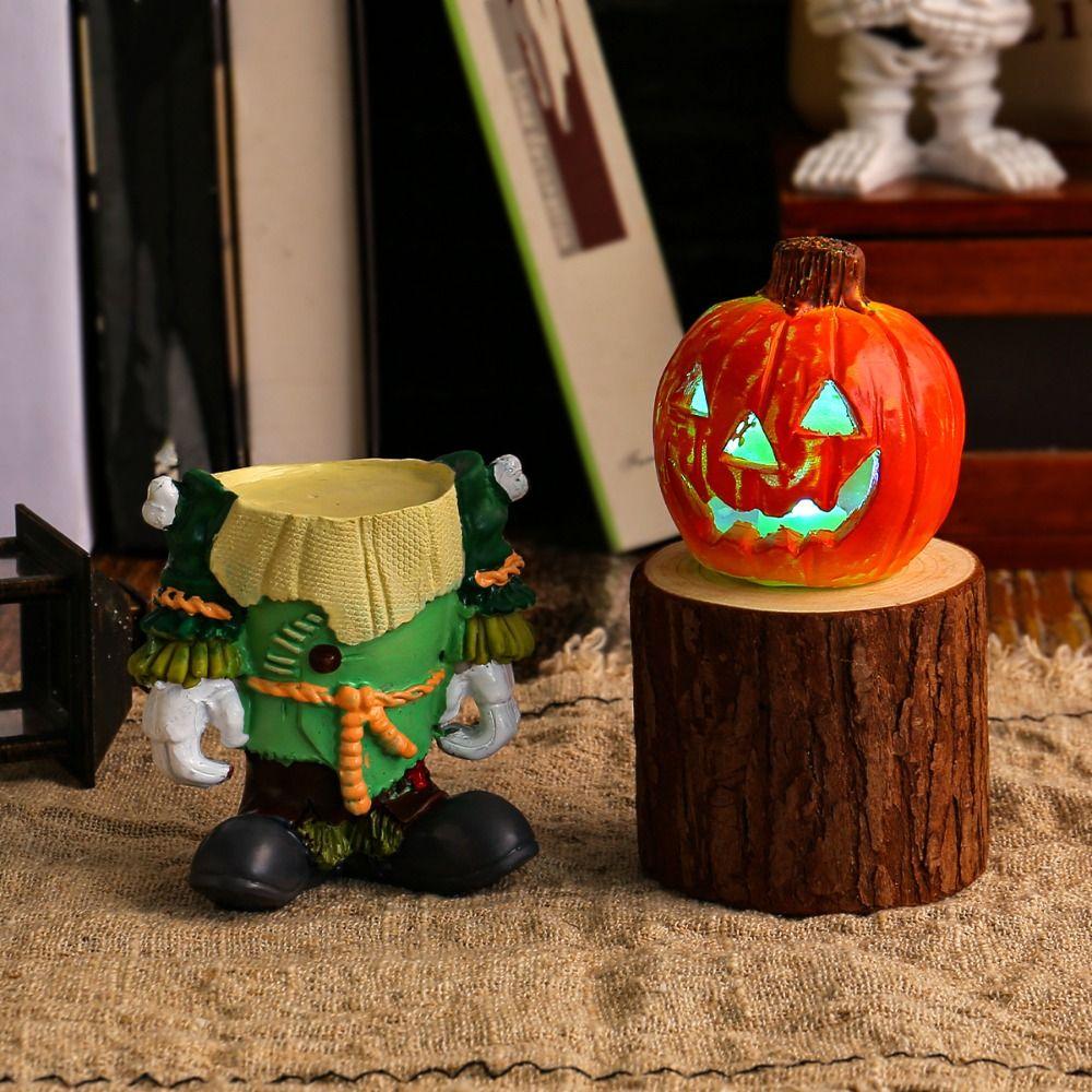 DIY Pumpkin Head Light Cartoon LED Lanterns Halloween Knight Pumpkin Lantern  Haunted House