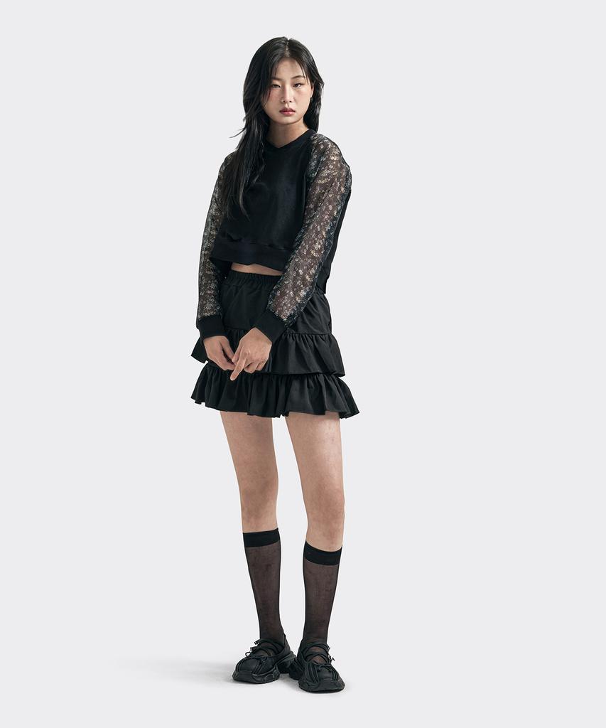 TEENYTIGER Floral Hangeul Jeogori Crop Black