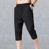 Men Sweatpants Solid Color Soft Fabric Drawstring Ankle-banded Stretchy Waist Cropped Trousers Daily Clothes