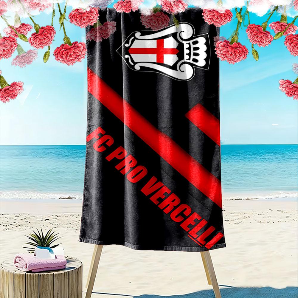 Beach Towel with FC Pro Vercelli Club Badge, Quick Dry Lightweight, Ultra Soft Absorbent, for Vacation Pool Gift