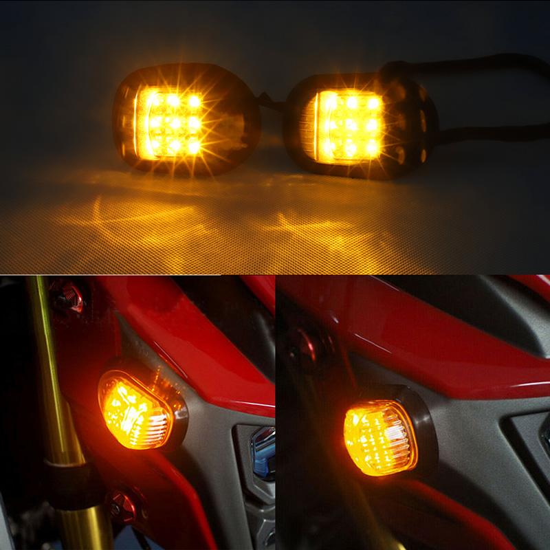 Universal 9 LED Motorcycle Flush Mount Turn Signal Light Flasher Turn Light lamp Motorbike Indicators Blinker Amber Lighting 12V